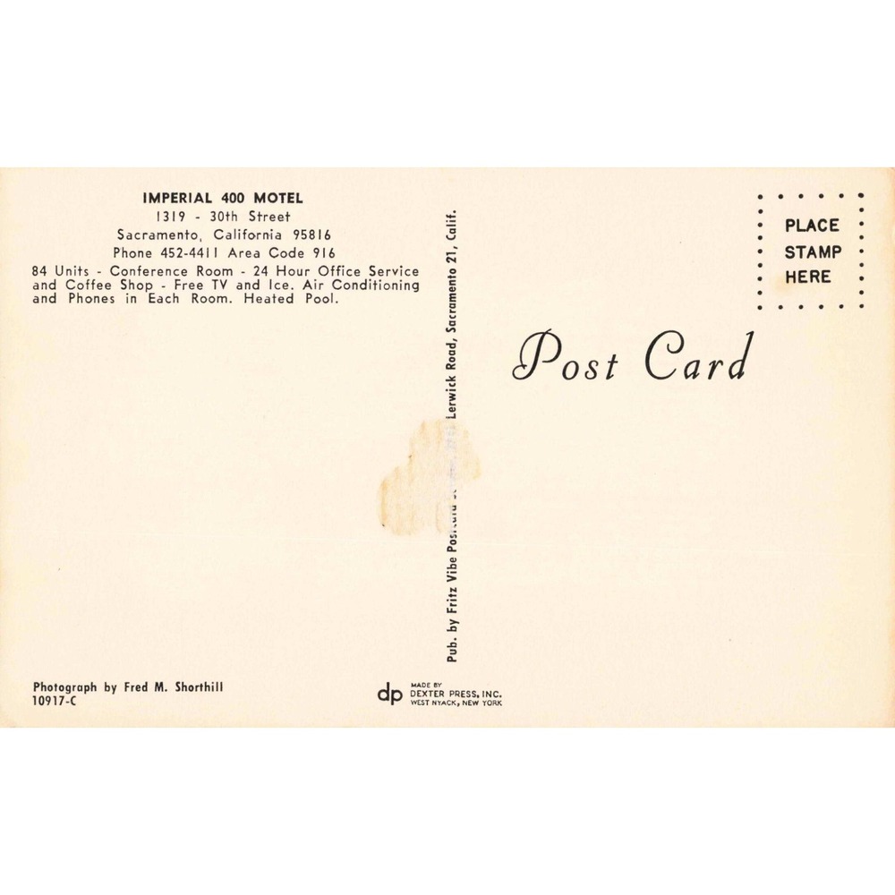 Imperial 400 Motel Eppie's Coffee Shop Sacramento California CA Chrome Postcard - Picture 2 of 2